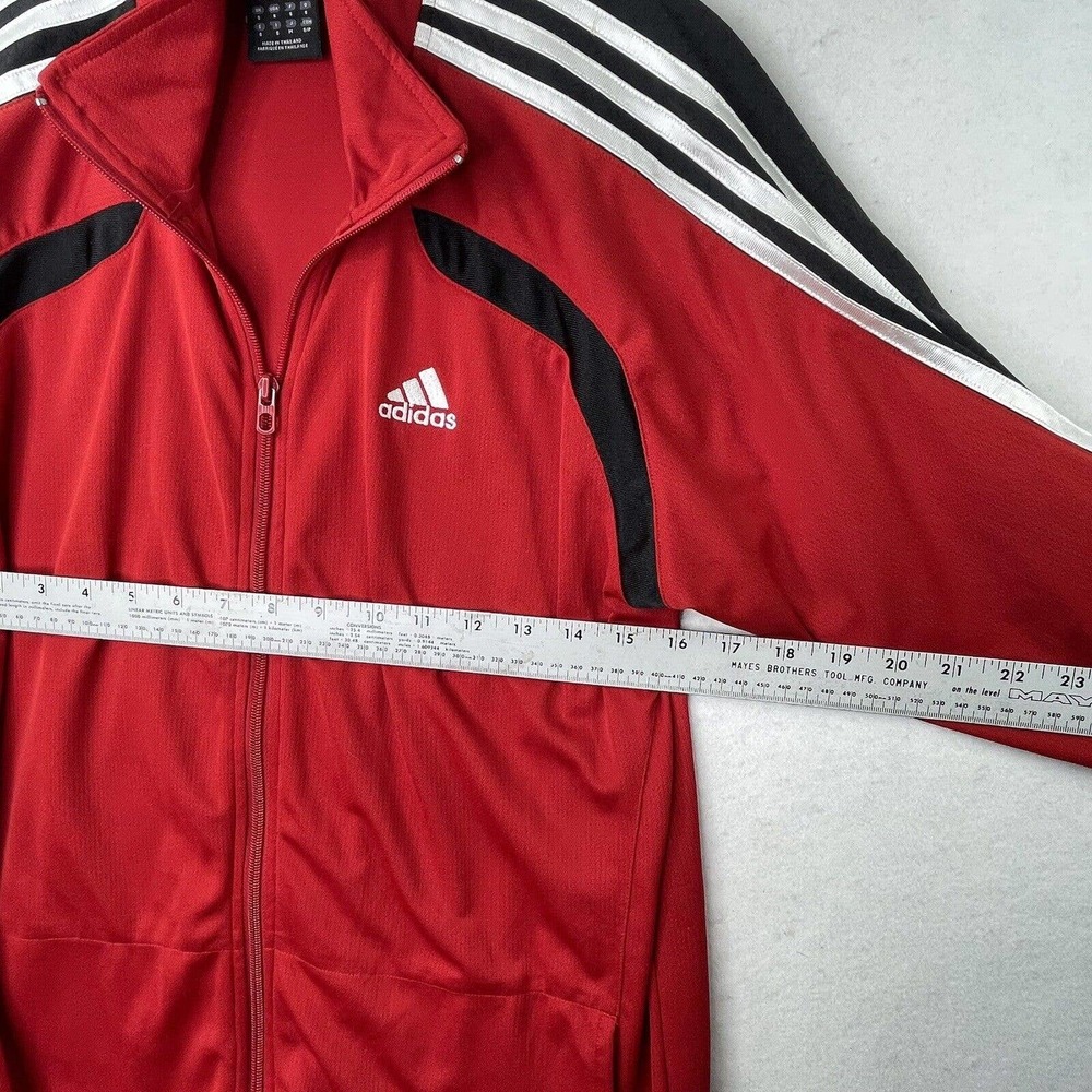 Adidas Full Zip Up Jacket Mens Small Tall Red Black Sporty Track Jacket - Picture 8 of 15